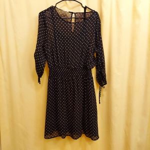 Maurices Women's M Sheer Polkadot Midi Dress Black/white